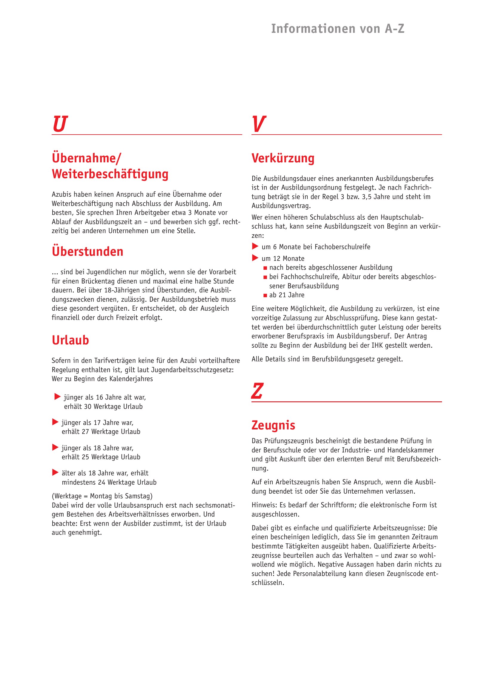 Azubi-Kompass 2027 - Tipps und Fakten zur Ausbildung: U bis V